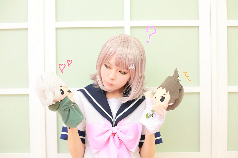 七海千秋 コスプレWIG＋道具靴 Cosplay スーパーダンガンロンパ2 七海