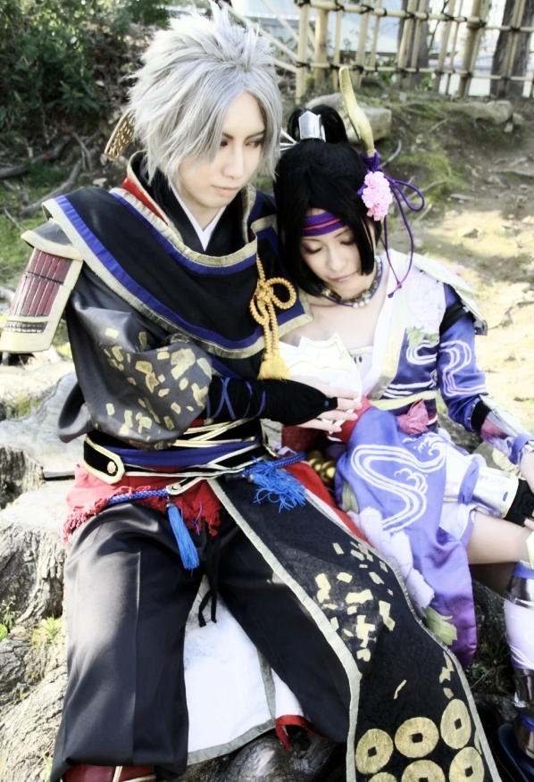 戦国無双４ 早川殿 衣装＋ウィッグ＋靴(草履・おまけ） コスプレ M-